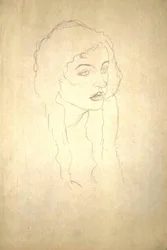 Cabeza de mujer en tres cuartos de perfil